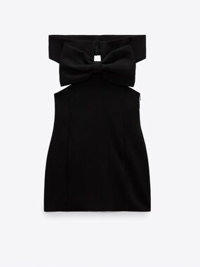 Zara Black Mini Dress with Bow Detail